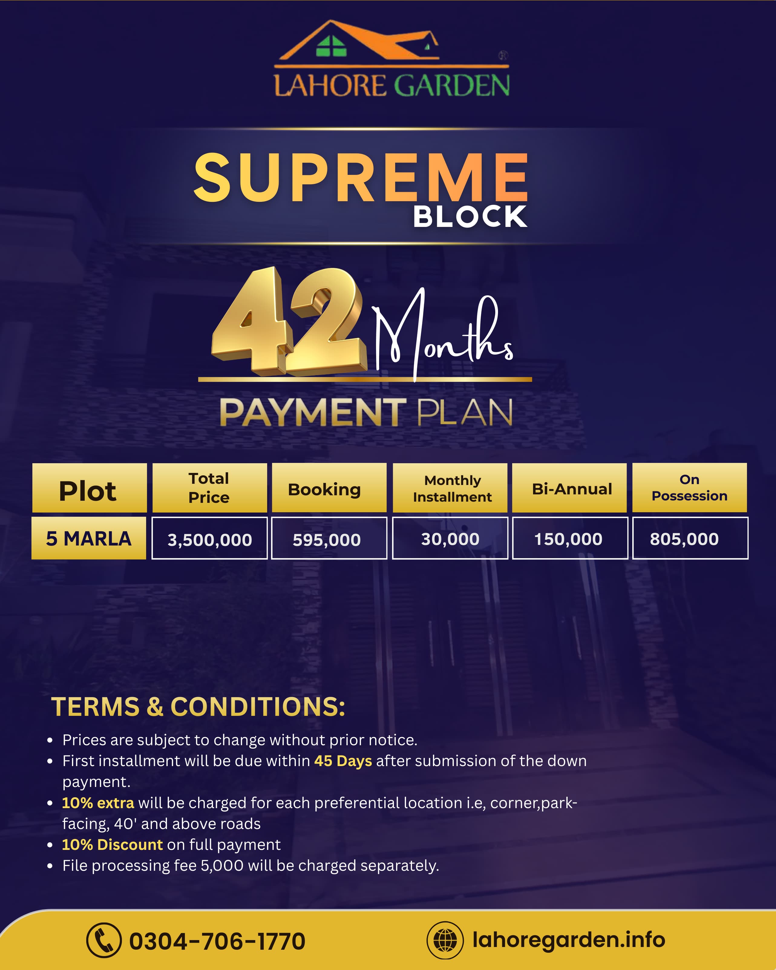 5 Marla Payment Plan